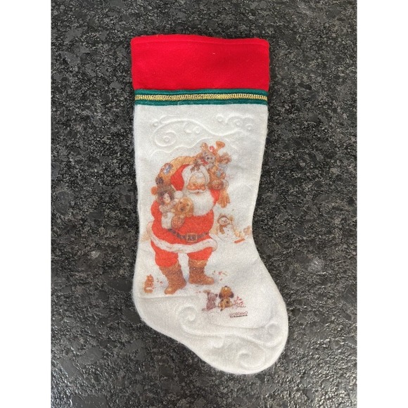 Vintage Giordano Felt Christmas Stocking Santa & Friends Giordano Arts Ltd - Picture 1 of 4